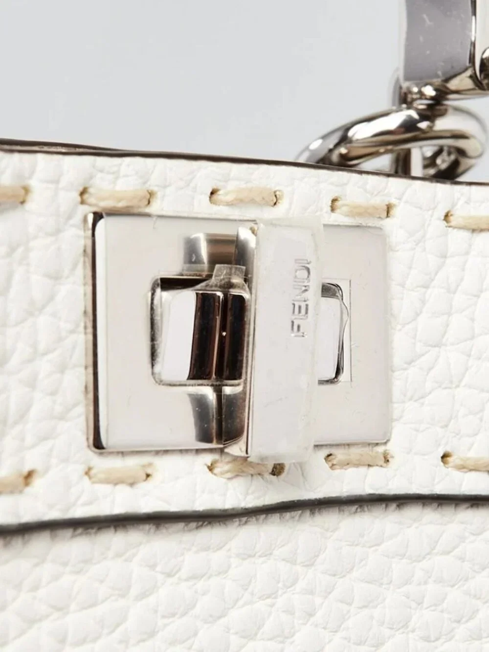 Fendi White Selleria Leather/Snakeskin Nano Peekaboo Maxi Handle Bag - 7AS106 - Picture 10 of 12
